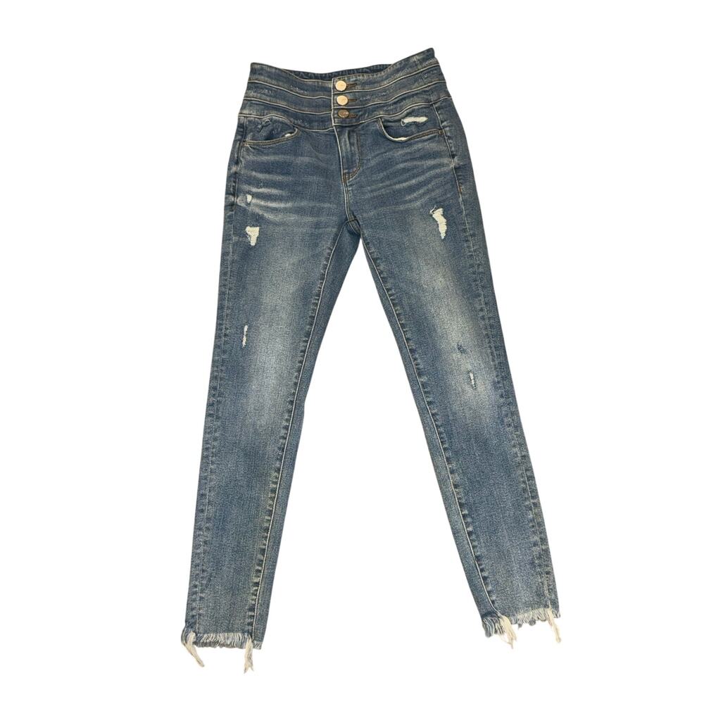 Miss Sixty Y2K Cropped Skinny Jeans High Rise Distressed Size 24